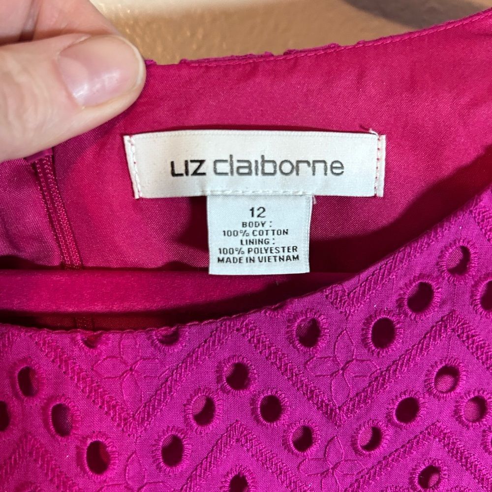 NWT Liz Claiborne eyelet dress pink, sleeveless, knee-length dress size 12 - Picture 5 of 11
